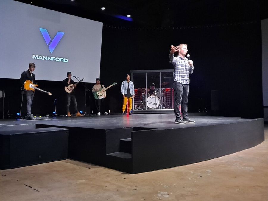 Chris Ulery speaking at a church